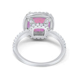 Engagement Ring Solitaire Cushion Simulated Cubic Zirconia 925 Sterling Silver