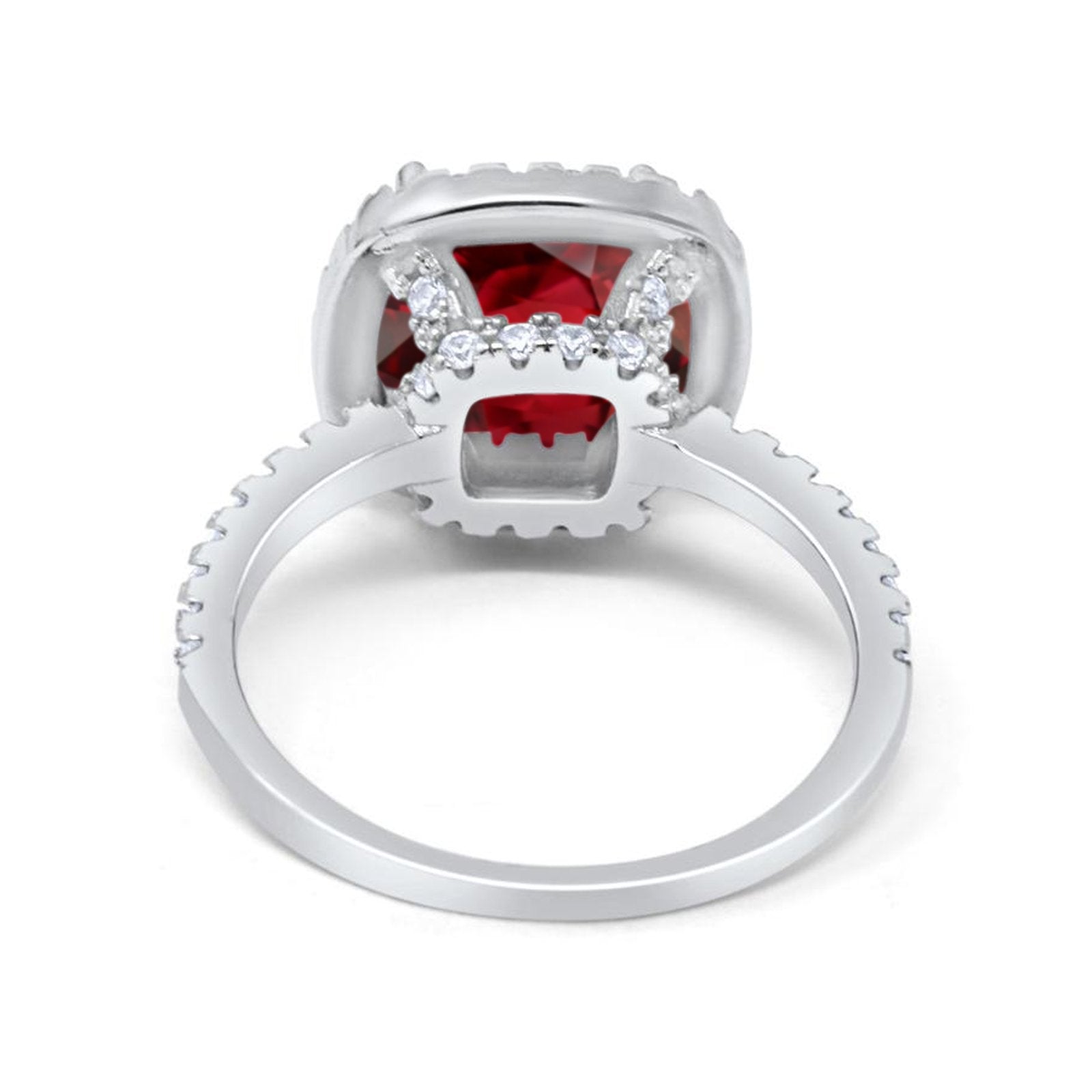 Engagement Ring Solitaire Cushion Simulated Cubic Zirconia 925 Sterling Silver