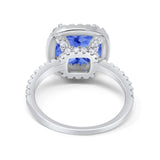 Engagement Ring Solitaire Cushion Simulated Cubic Zirconia 925 Sterling Silver