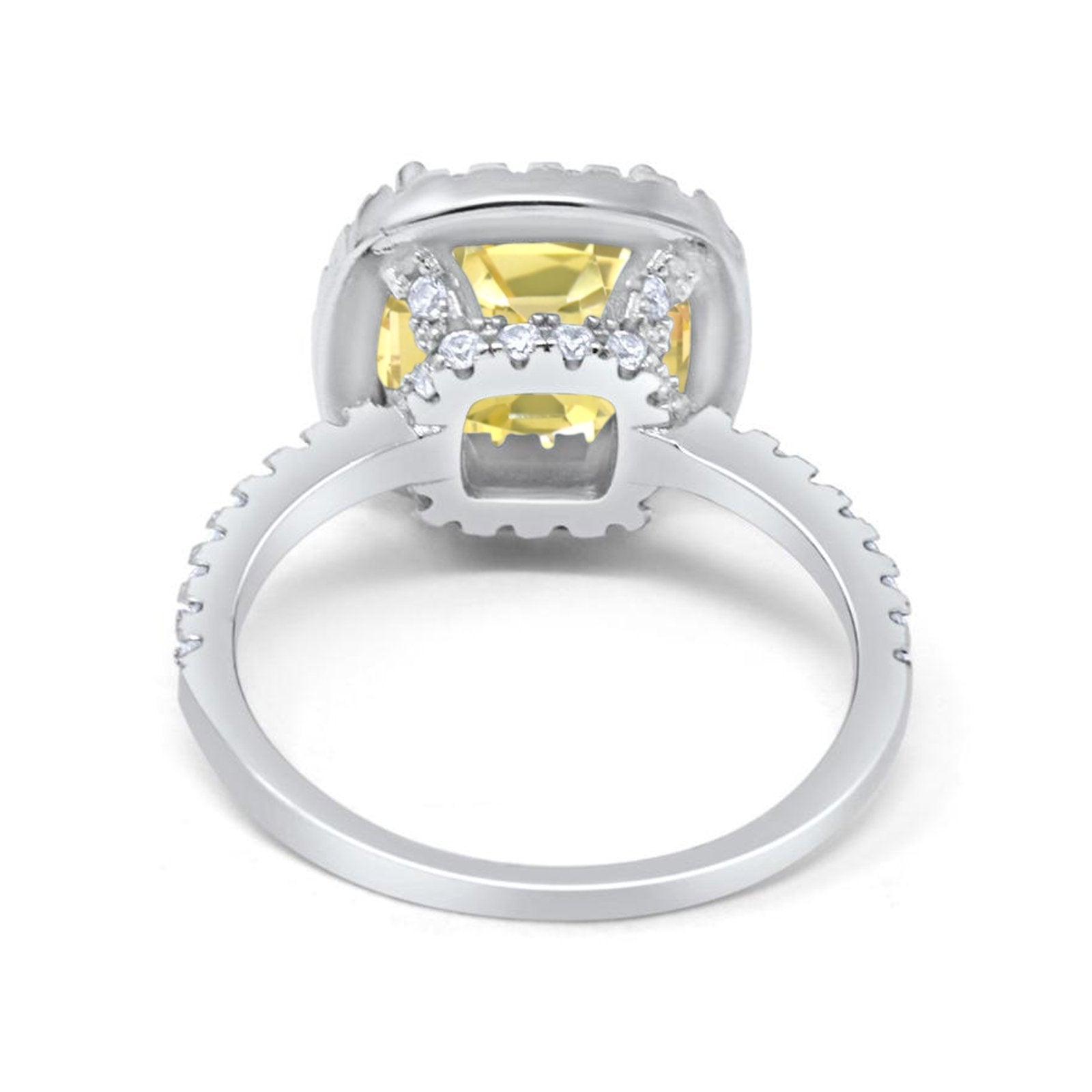Engagement Ring Solitaire Cushion Simulated Cubic Zirconia 925 Sterling Silver
