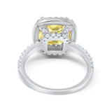 Engagement Ring Solitaire Cushion Simulated Cubic Zirconia 925 Sterling Silver