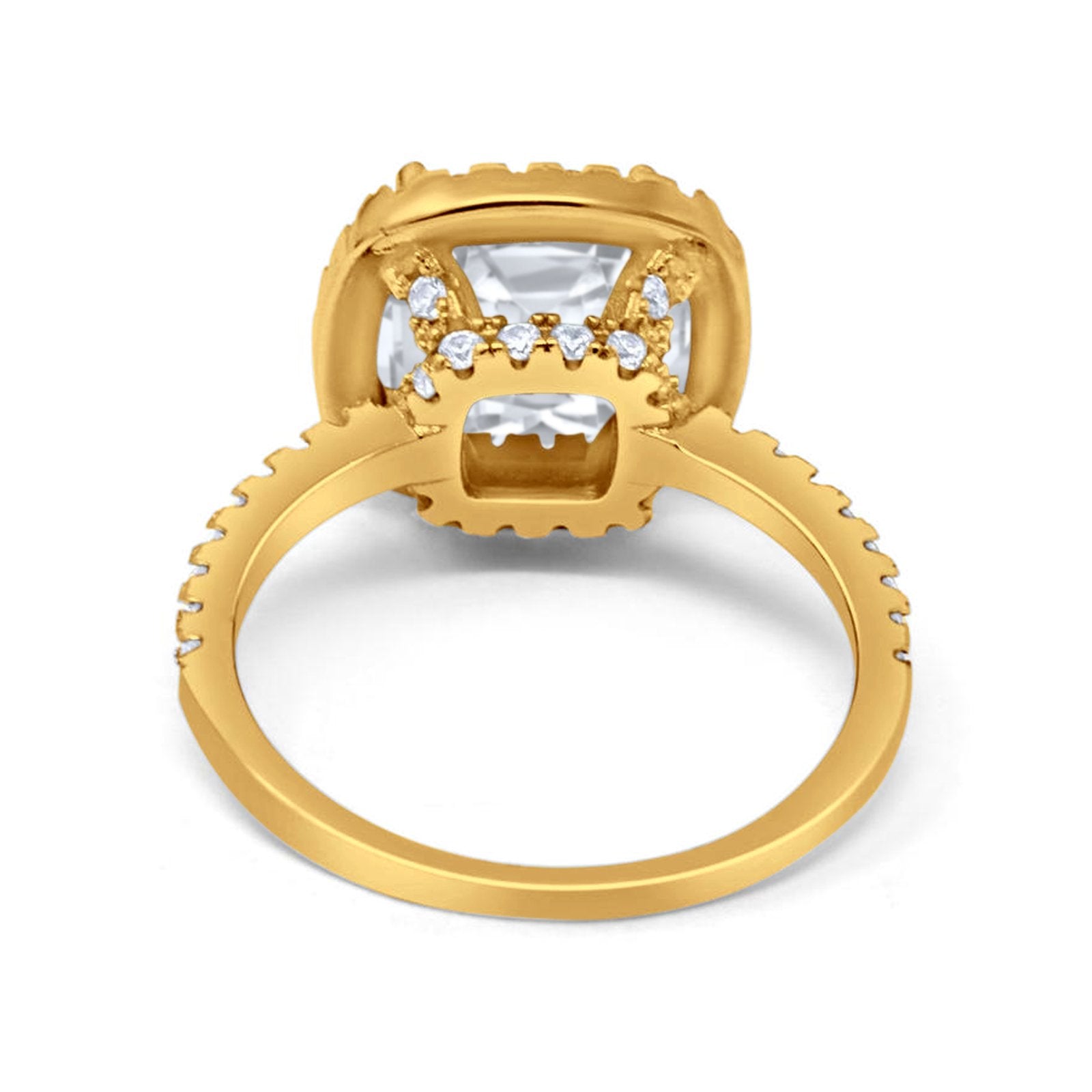 Engagement Ring Solitaire Cushion Simulated Cubic Zirconia 925 Sterling Silver