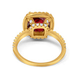 Engagement Ring Solitaire Cushion Simulated Cubic Zirconia 925 Sterling Silver