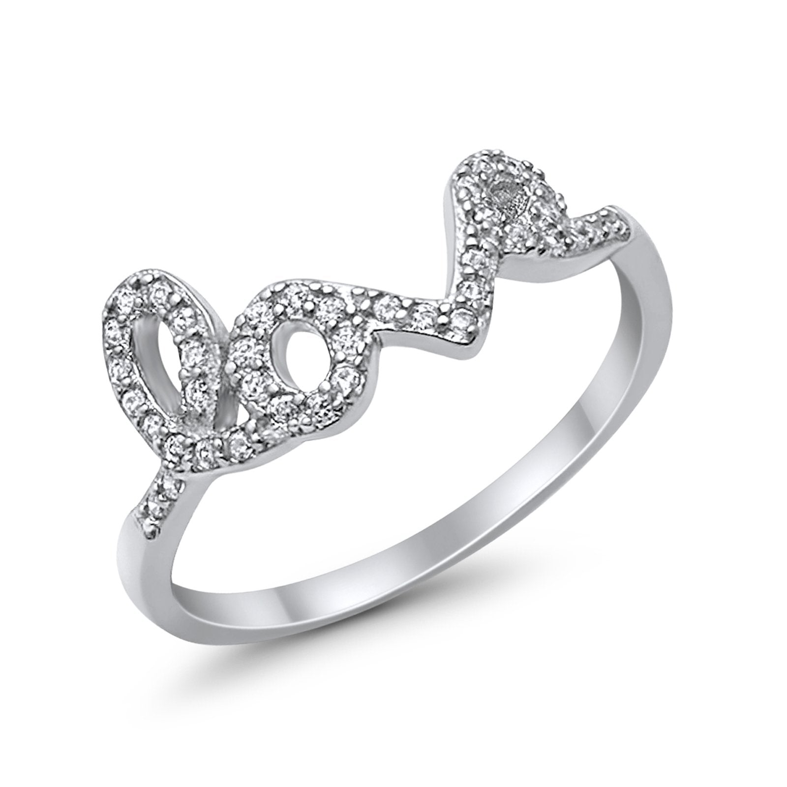 Wedding Engagement Eternity Love Ring Simulated CZ 925 Sterling Silver