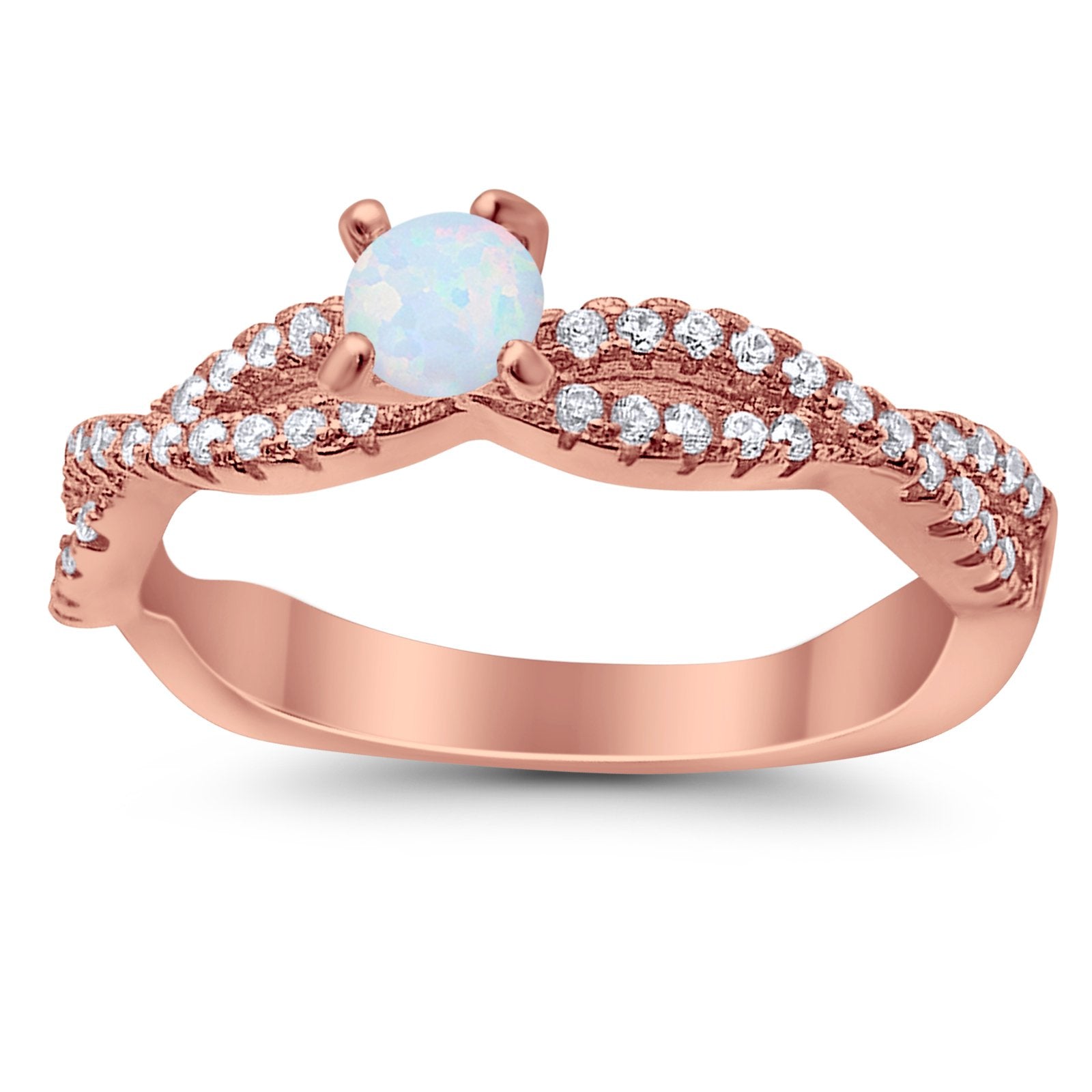 Fashion Solitaire Accent Ring Round Cubic Zirconia 925 Sterling Silver