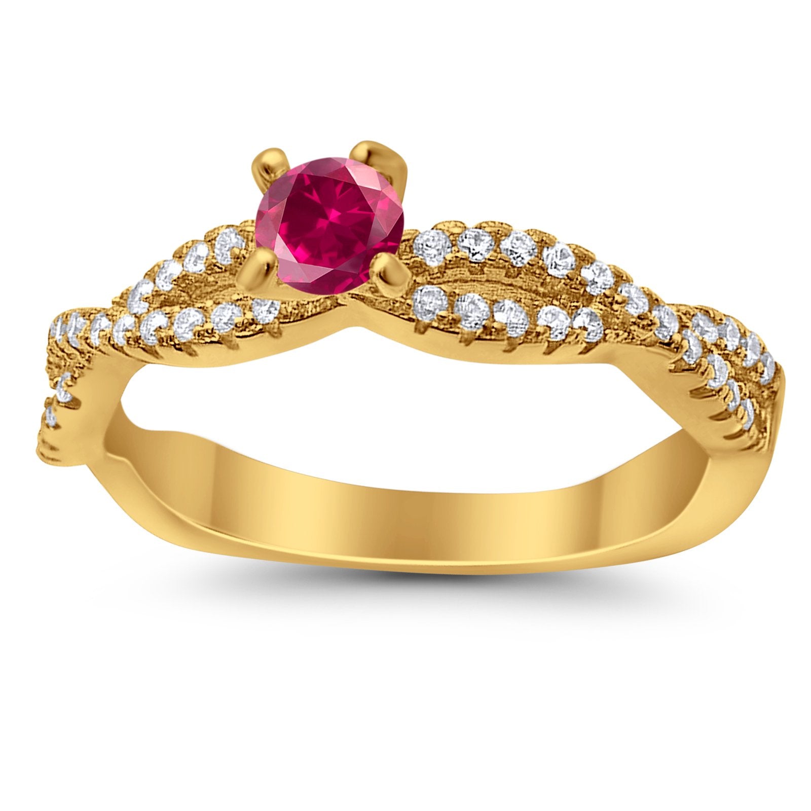 Fashion Solitaire Accent Ring Round Cubic Zirconia 925 Sterling Silver