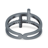Sideways Cross Ring Round Simulated Cubic Zirconia 925 Sterling Silver