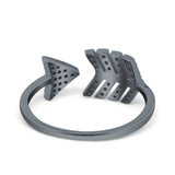 Petite Dainty Sideways Arrow Ring Round Simulated Cubic Zirconia 925 Sterling Silver