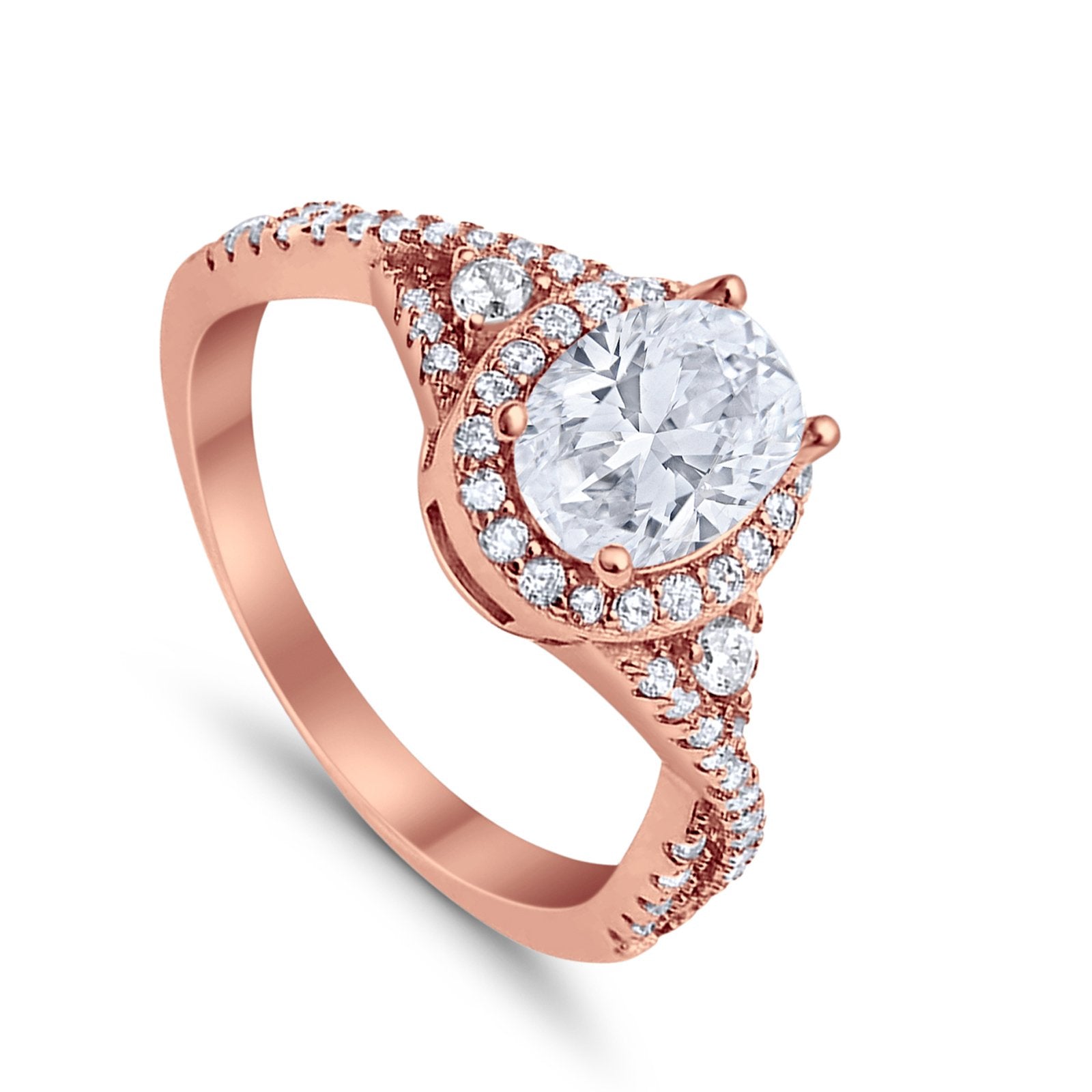 Halo Wedding Ring Simulated Cubic Zirconia 925 Sterling Silver
