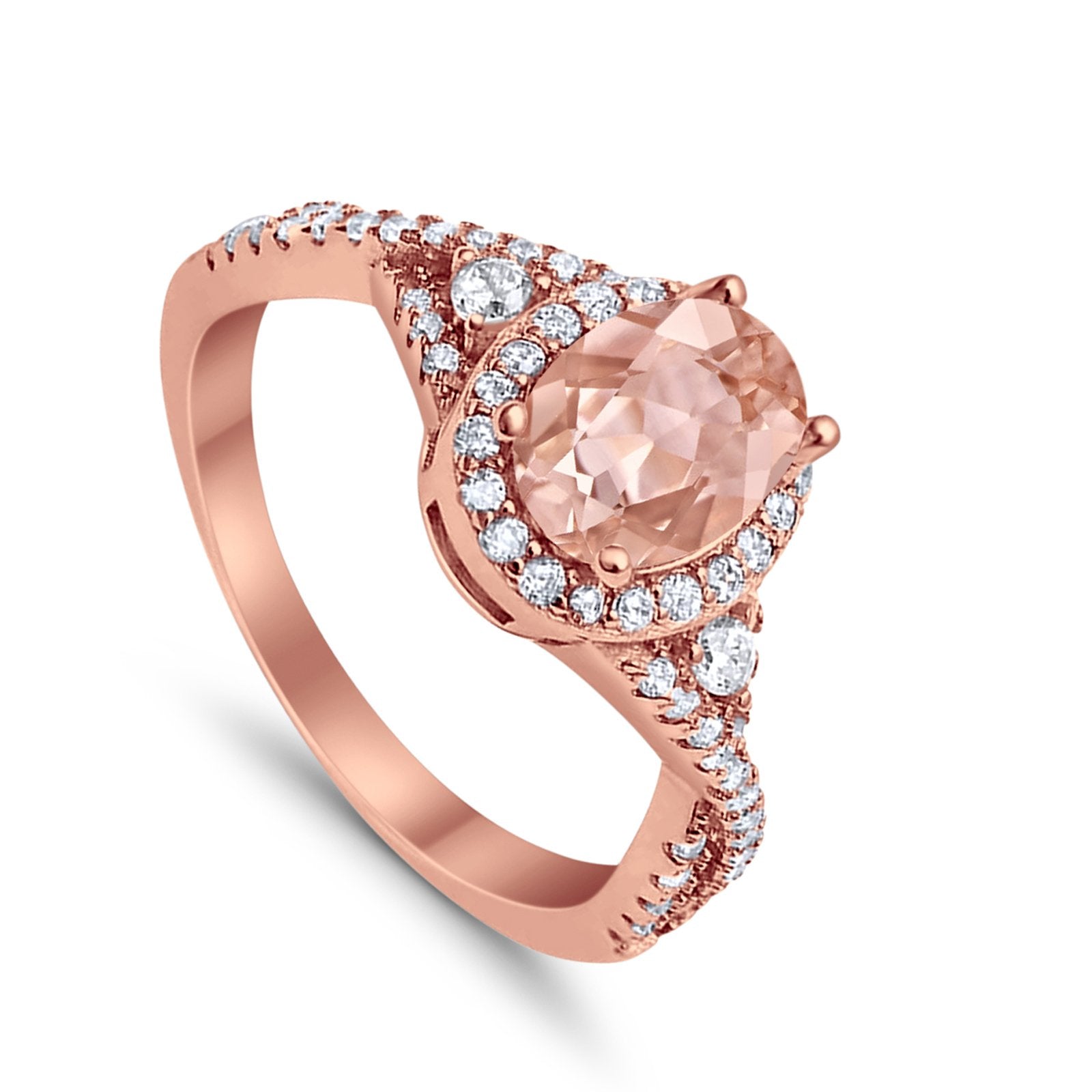 Halo Wedding Ring Simulated Cubic Zirconia 925 Sterling Silver