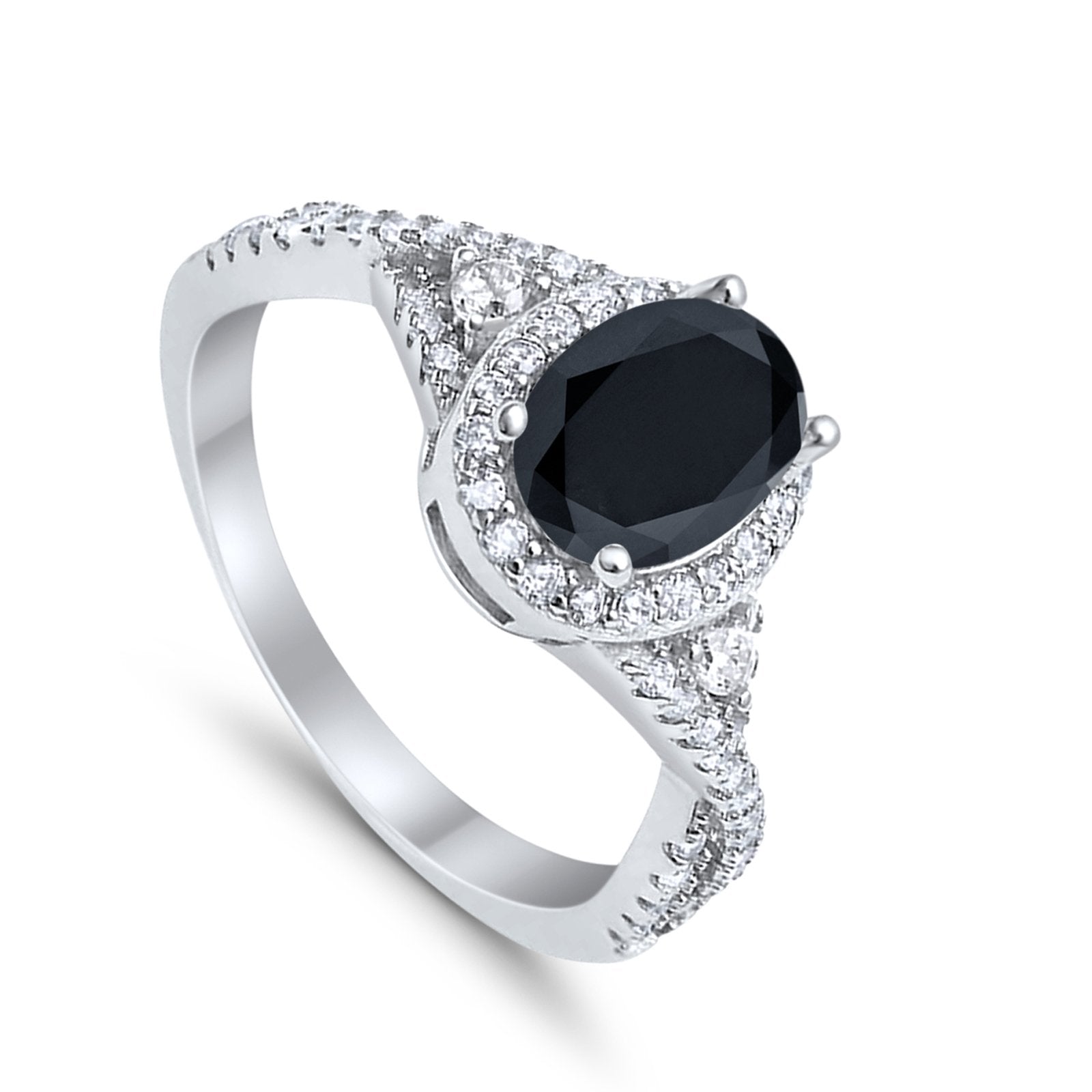 Halo Wedding Ring Simulated Cubic Zirconia 925 Sterling Silver