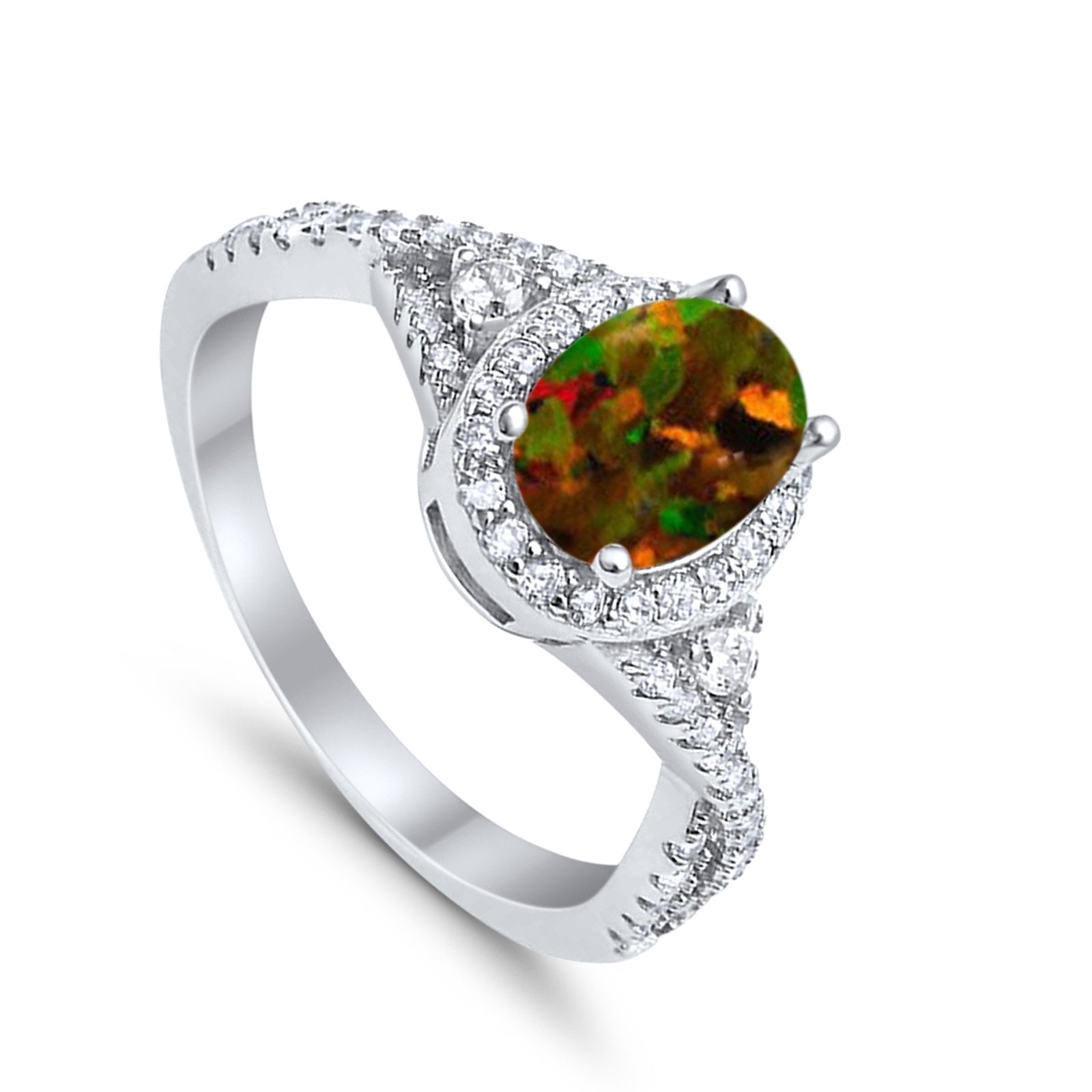 Halo Wedding Ring Simulated Cubic Zirconia 925 Sterling Silver