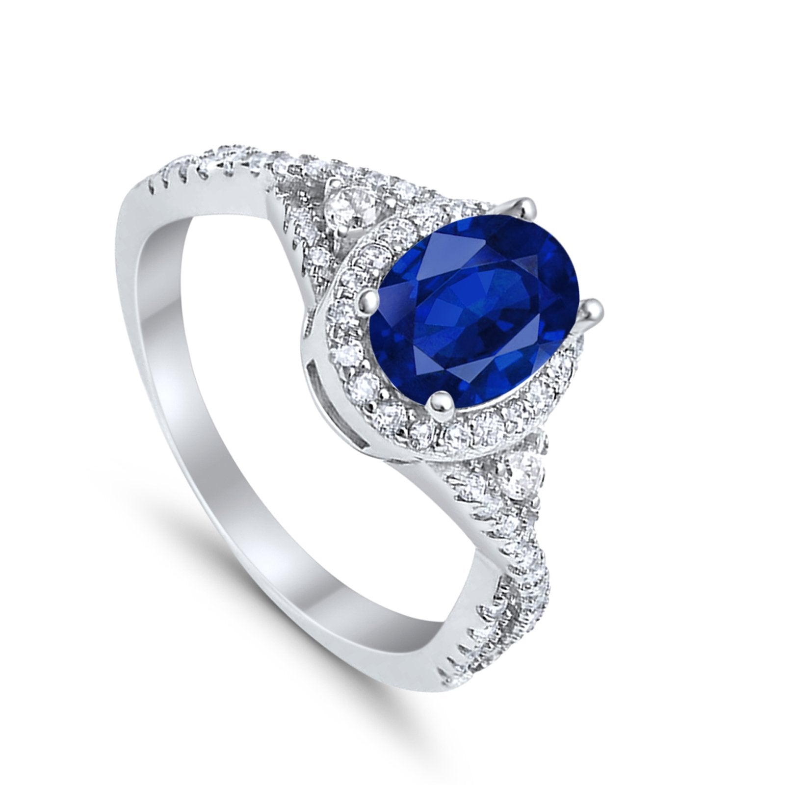 Halo Wedding Ring Simulated Cubic Zirconia 925 Sterling Silver