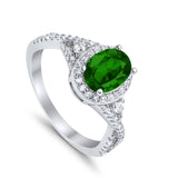 Halo Wedding Ring Simulated Cubic Zirconia 925 Sterling Silver