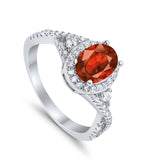 Halo Wedding Ring Simulated Cubic Zirconia 925 Sterling Silver