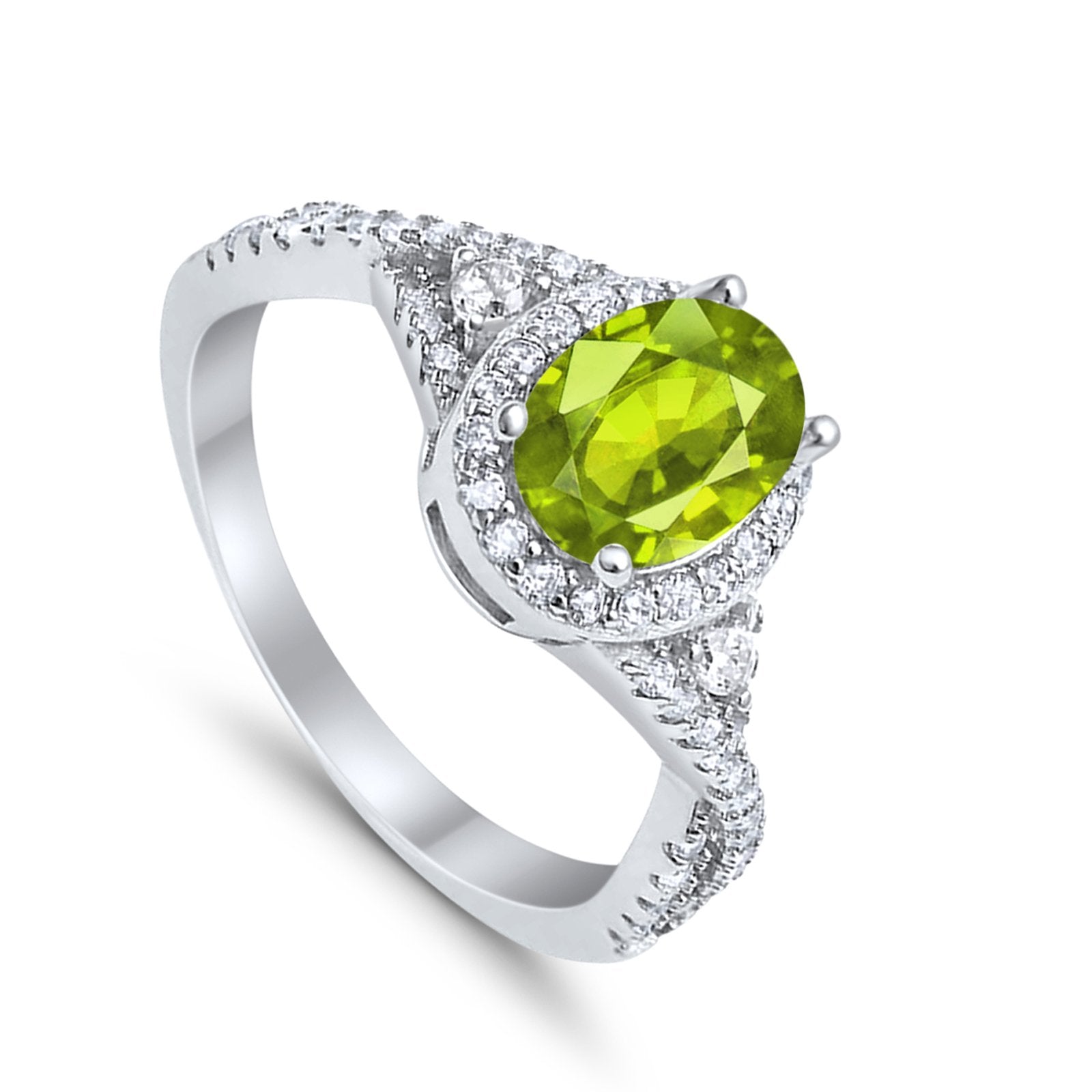 Halo Wedding Ring Simulated Cubic Zirconia 925 Sterling Silver