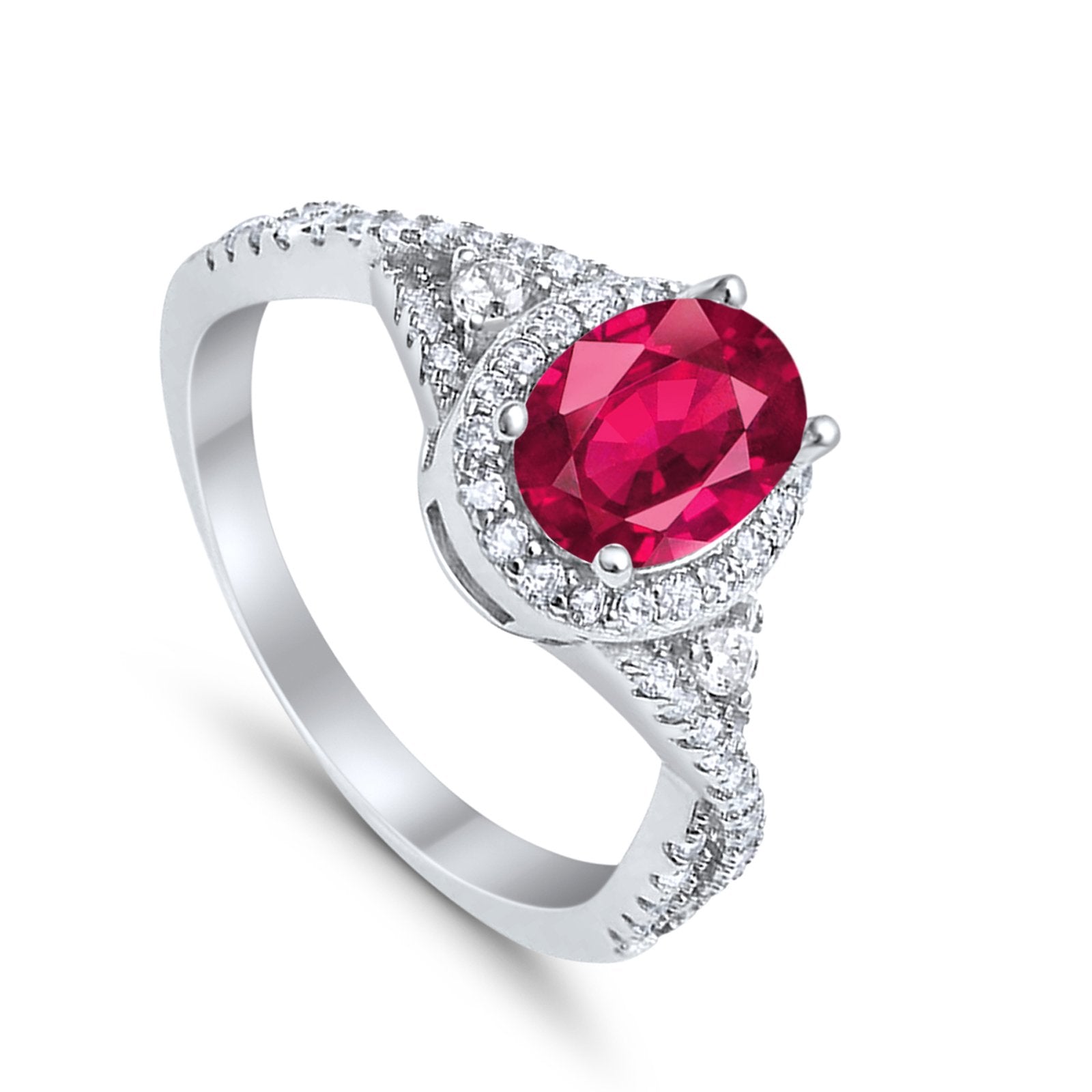 Halo Wedding Ring Simulated Cubic Zirconia 925 Sterling Silver