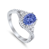 Halo Wedding Ring Simulated Cubic Zirconia 925 Sterling Silver