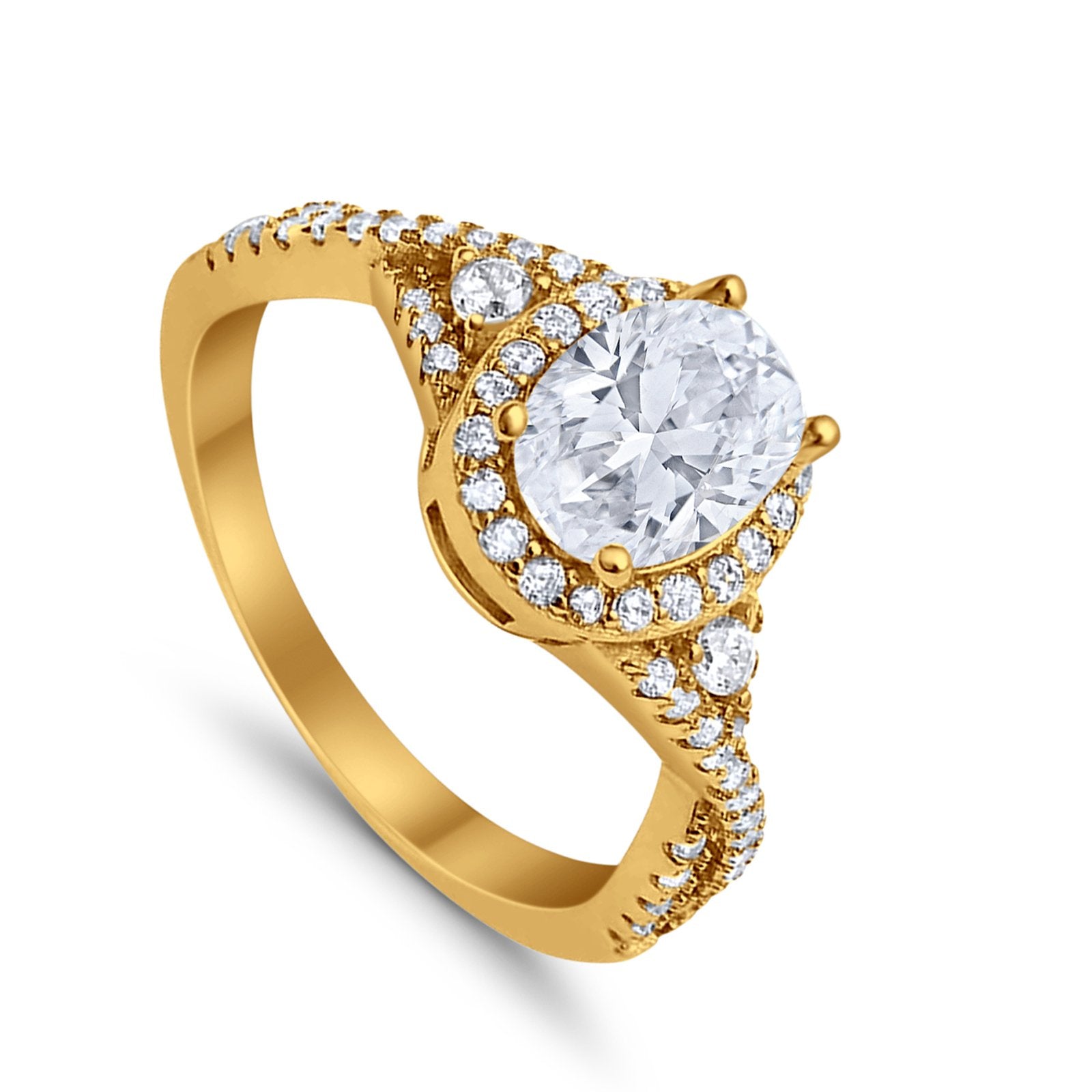 Halo Wedding Ring Simulated Cubic Zirconia 925 Sterling Silver