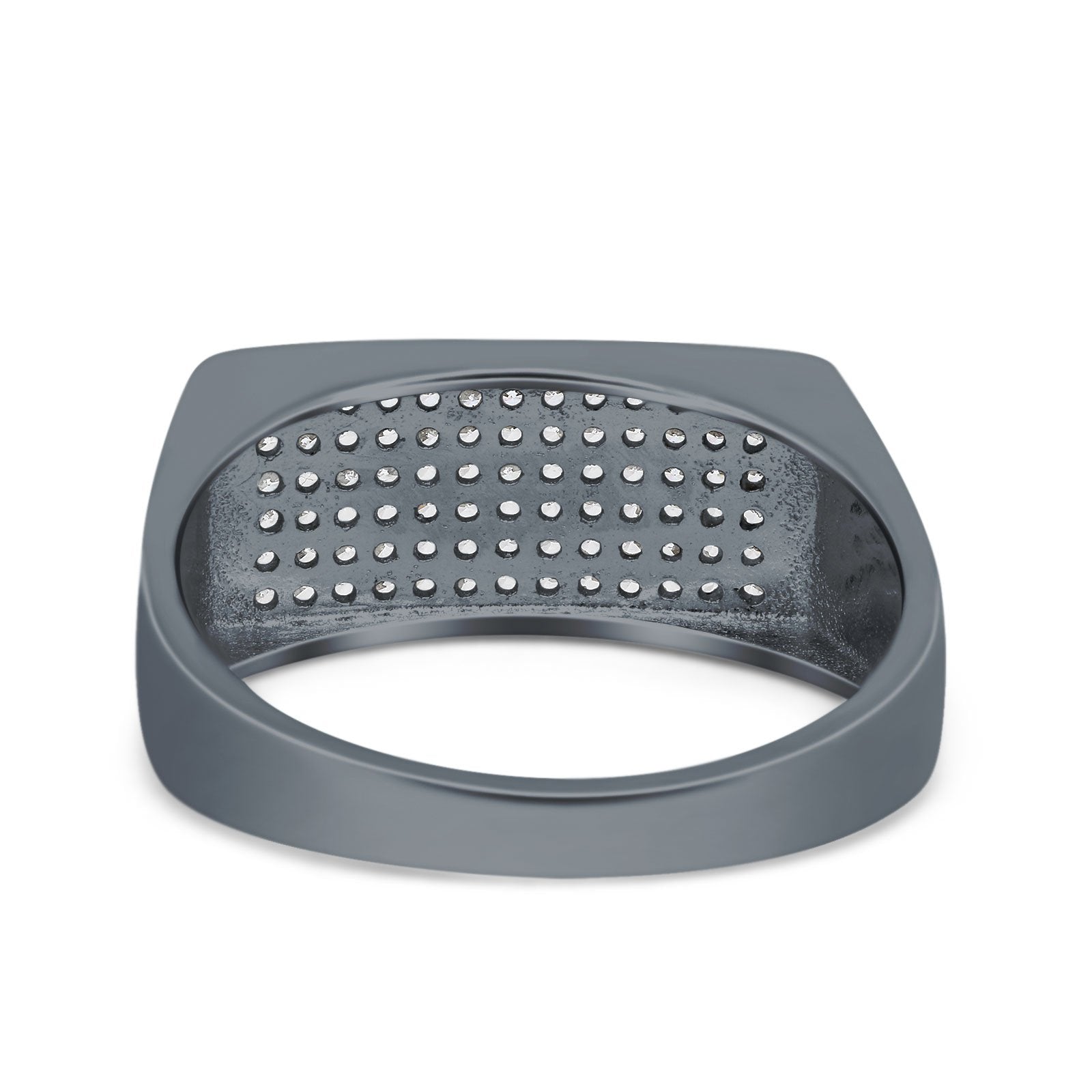 Micro Pave Hip Hop Ice Out Ring Simulated Cubic Zirconia 925 Sterling Silver