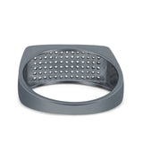 Micro Pave Hip Hop Ice Out Ring Simulated Cubic Zirconia 925 Sterling Silver