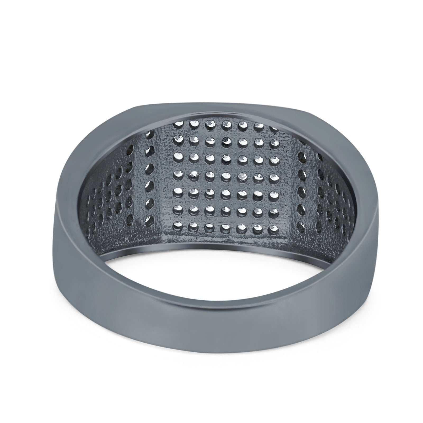 Micro Pave Eternity Engagement Ring Round Simulated CZ 925 Sterling Silver