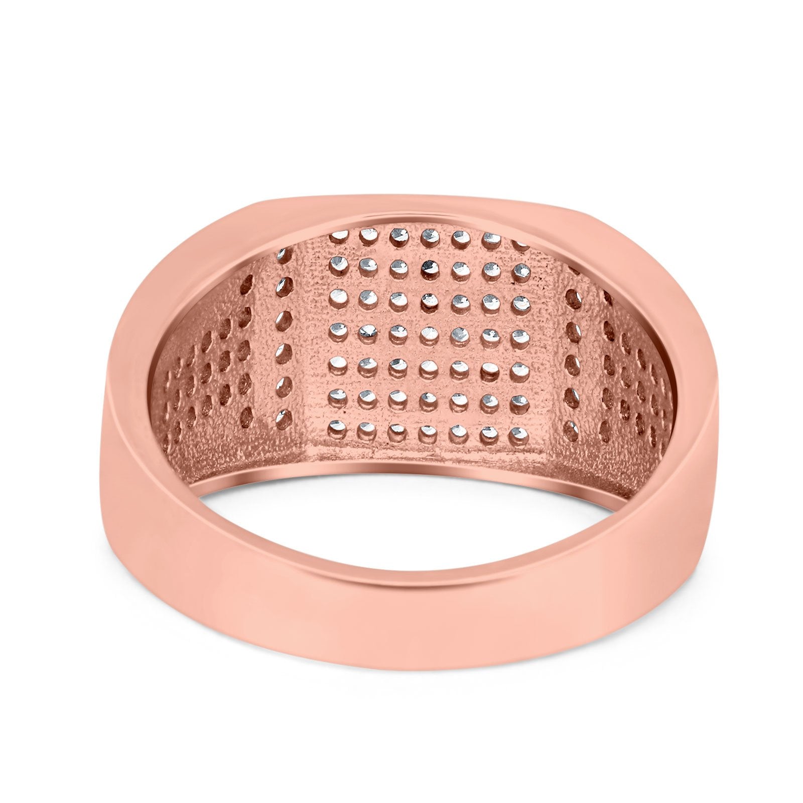 Micro Pave Eternity Engagement Ring Round Simulated CZ 925 Sterling Silver