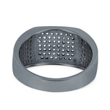 Hip Hop Ring Ice Micro Pave Round Eternity Simulated CZ 925 Sterling Silver