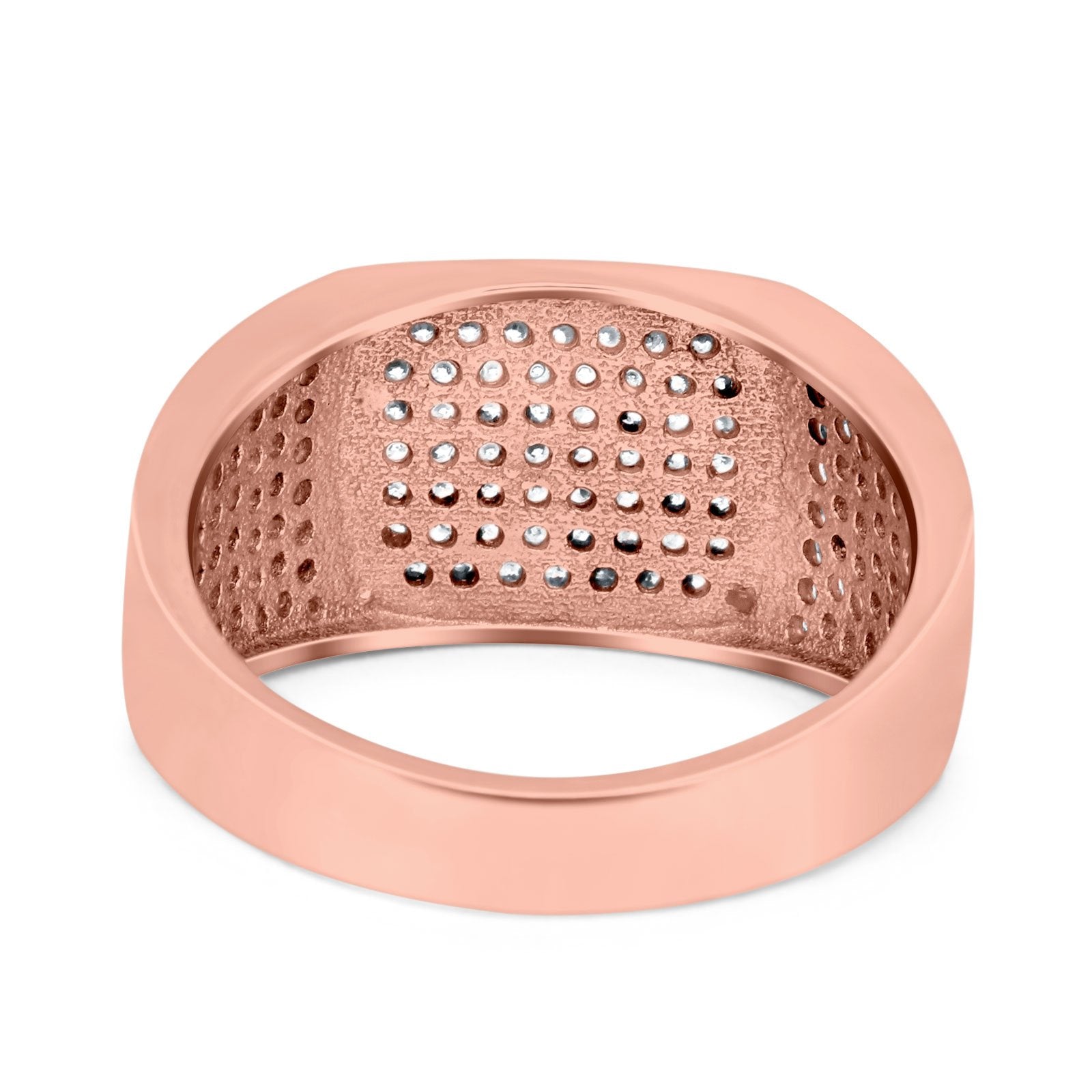 Hip Hop Ring Ice Micro Pave Round Eternity Simulated CZ 925 Sterling Silver