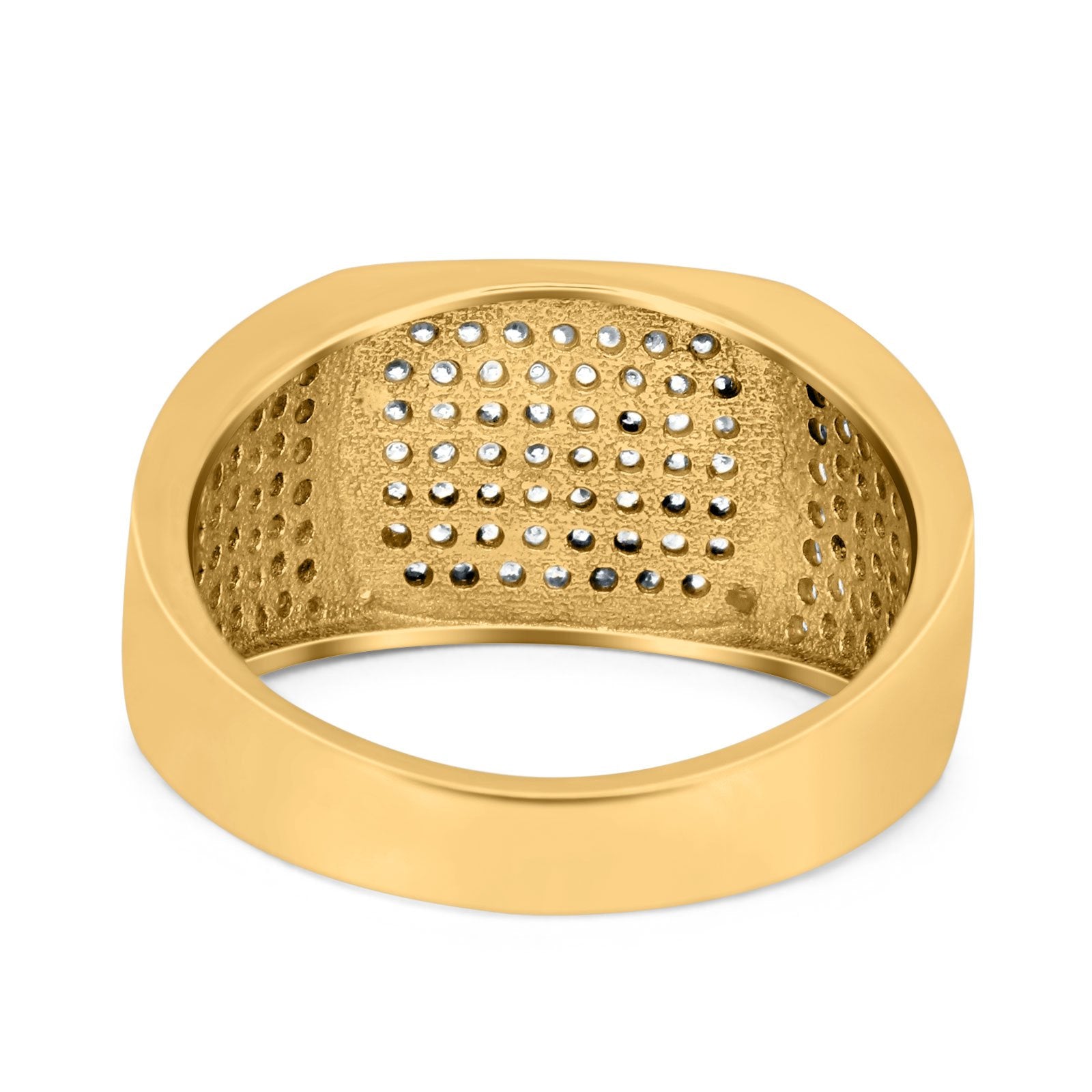 Hip Hop Ring Ice Micro Pave Round Eternity Simulated CZ 925 Sterling Silver