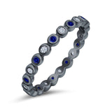 Full Eternity 2.5mm Wedding Stackable Band Ring Round Simulated Cubic Zirconia 925 Sterling Silver