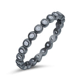 Full Eternity 2.5mm Wedding Stackable Band Ring Round Simulated Cubic Zirconia 925 Sterling Silver
