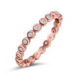 Full Eternity 2.5mm Wedding Stackable Band Ring Round Simulated Cubic Zirconia 925 Sterling Silver