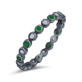 Full Eternity 2.5mm Wedding Stackable Band Ring Round Simulated Cubic Zirconia 925 Sterling Silver