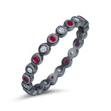 Full Eternity 2.5mm Wedding Stackable Band Ring Round Simulated Cubic Zirconia 925 Sterling Silver