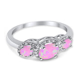 3 Stone Halo Wedding Ring Simulated Cubic Zirconia 925 Sterling Silver