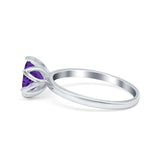 Flower Solitaire Wedding Ring Simulated Cubic Zirconia 925 Sterling Silver