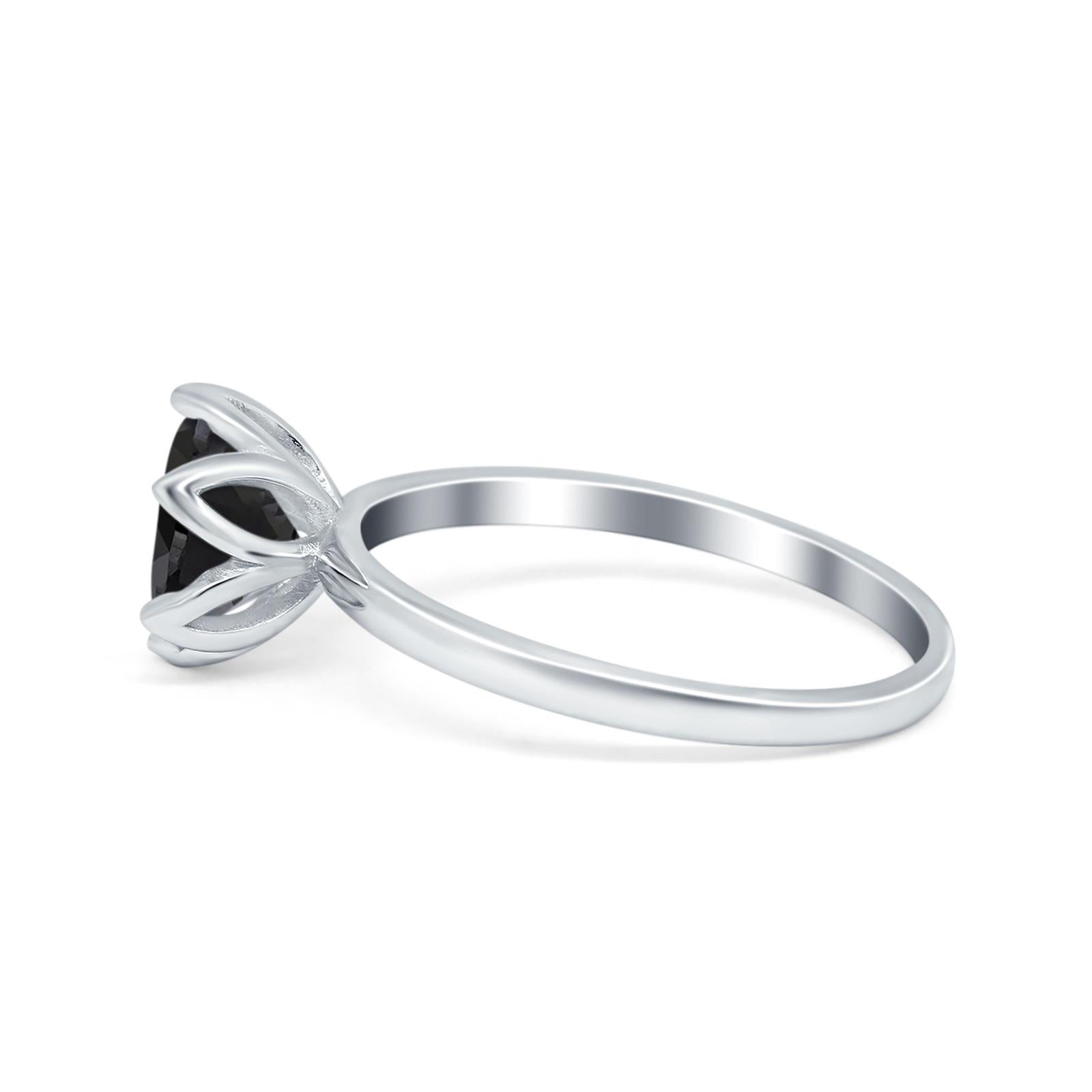 Flower Solitaire Wedding Ring Simulated Cubic Zirconia 925 Sterling Silver