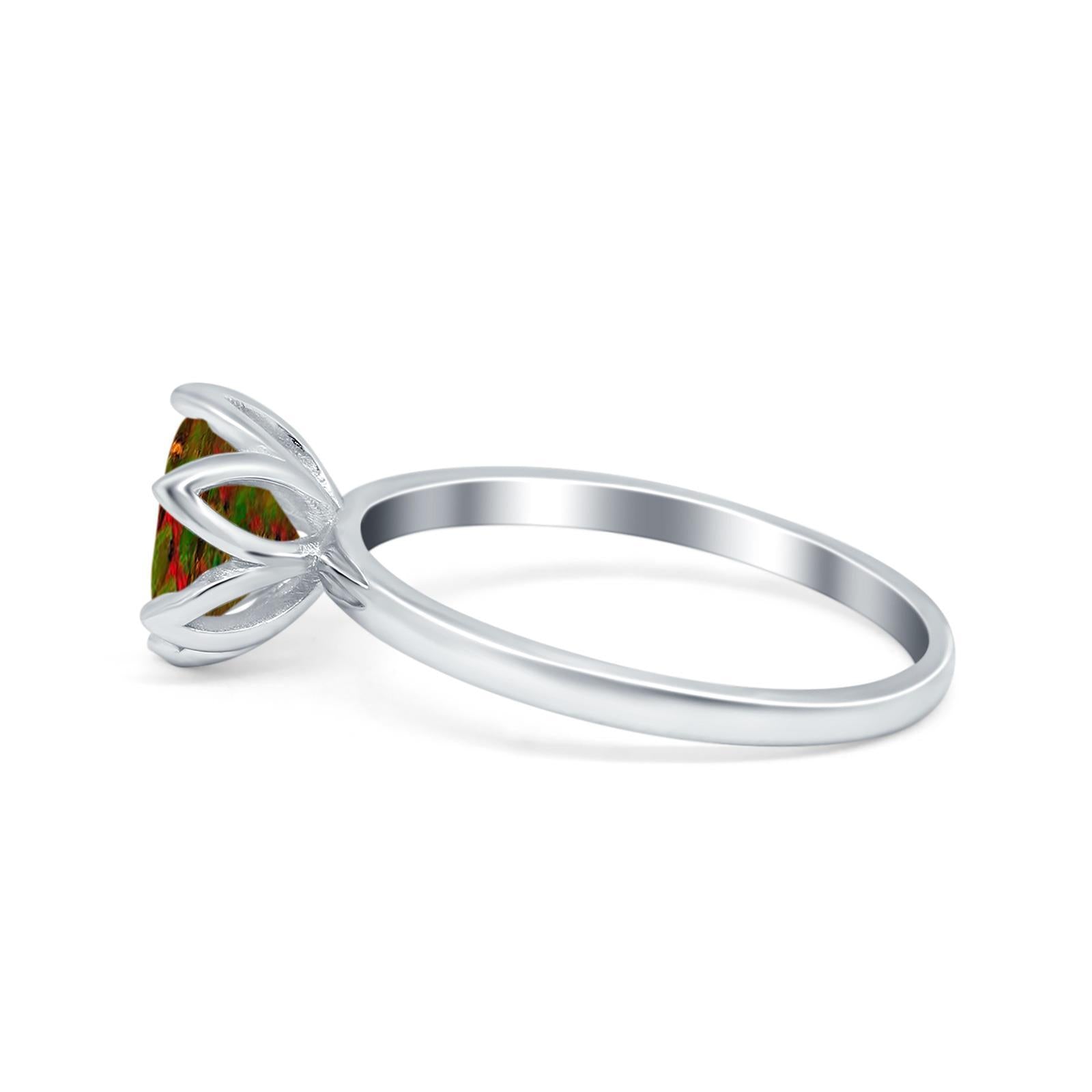 Flower Solitaire Wedding Ring Simulated Cubic Zirconia 925 Sterling Silver