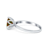 Flower Solitaire Wedding Ring Simulated Cubic Zirconia 925 Sterling Silver