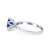 Flower Solitaire Wedding Ring Simulated Cubic Zirconia 925 Sterling Silver