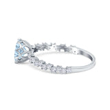 Art Deco Round Engagement Ring Simulated Cubic Zirconia 925 Sterling Silver