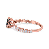 Art Deco Round Engagement Ring Simulated Cubic Zirconia 925 Sterling Silver