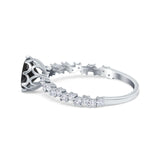 Art Deco Round Engagement Ring Simulated Cubic Zirconia 925 Sterling Silver