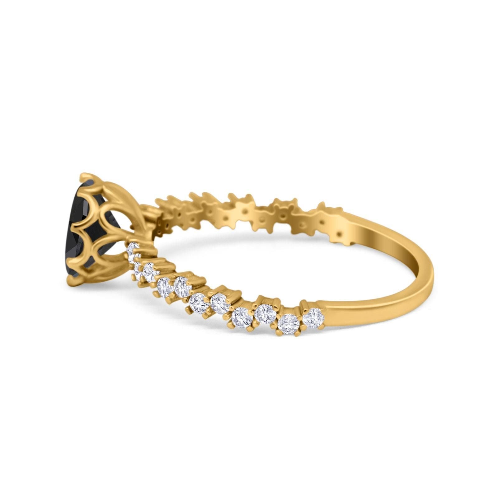 Art Deco Round Engagement Ring Simulated Cubic Zirconia 925 Sterling Silver