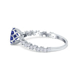 Art Deco Round Engagement Ring Simulated Cubic Zirconia 925 Sterling Silver