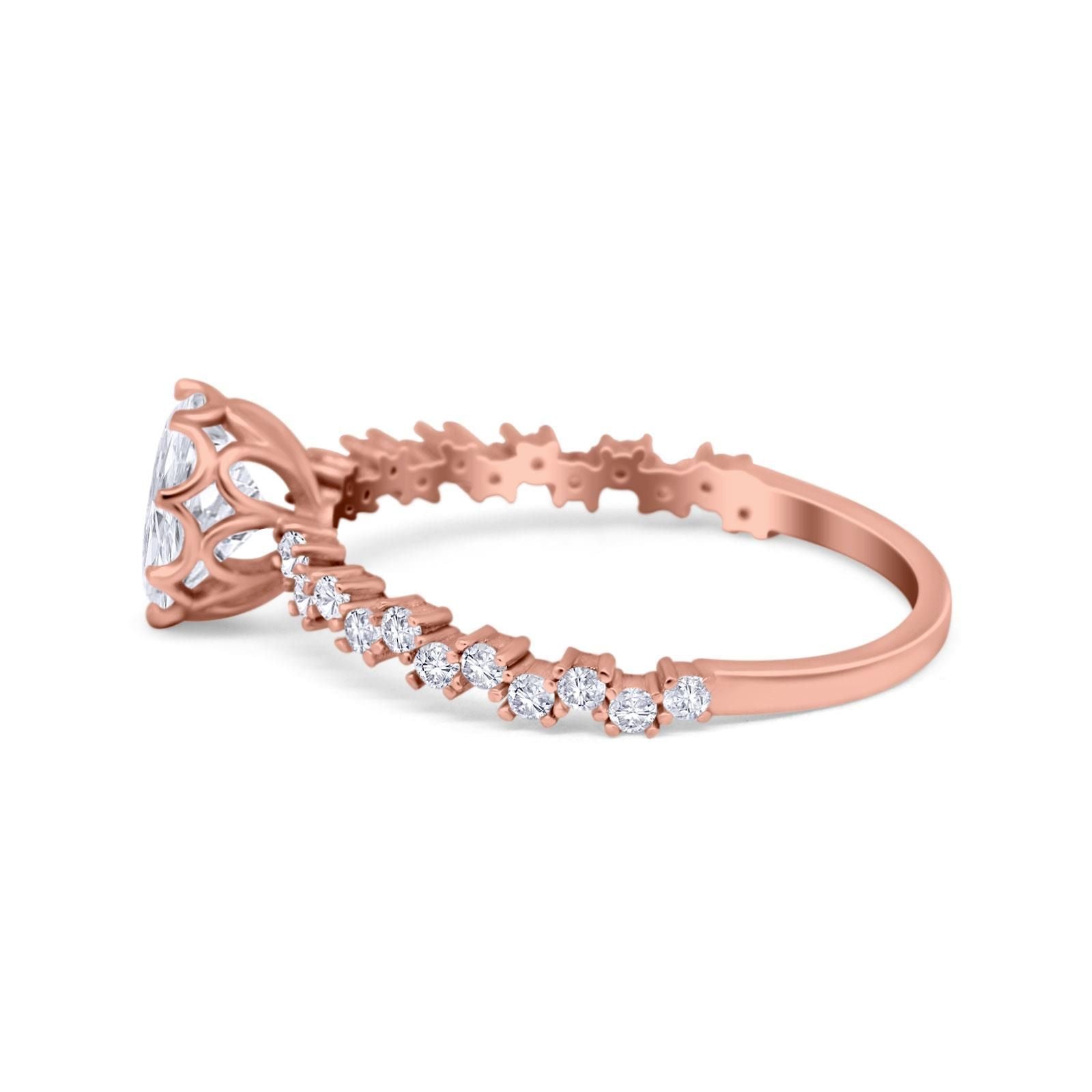 Art Deco Round Engagement Ring Simulated Cubic Zirconia 925 Sterling Silver