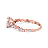 Art Deco Round Engagement Ring Simulated Cubic Zirconia 925 Sterling Silver