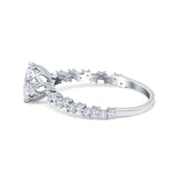 Art Deco Round Engagement Ring Simulated Cubic Zirconia 925 Sterling Silver