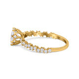 Art Deco Round Engagement Ring Simulated Cubic Zirconia 925 Sterling Silver